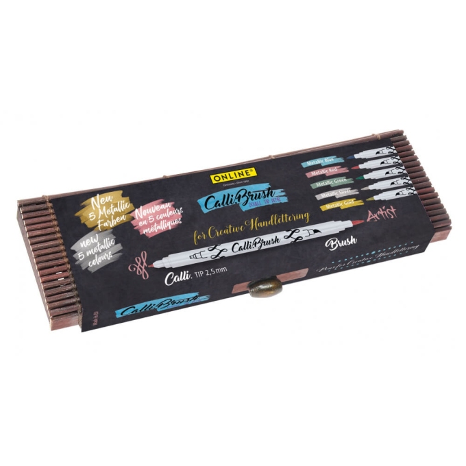 Online Calli.Brush Metallic kaligrafické fixy 5 ks