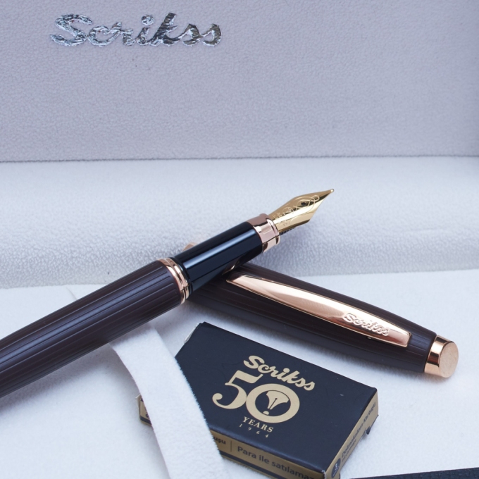 Scrikss Oscar Brown Pink Gold plnicí pero