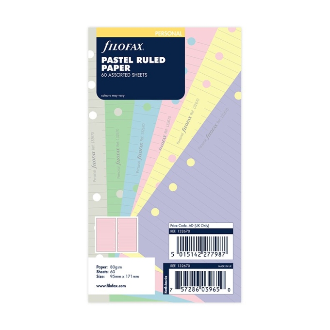 Filofax papír linkovaný Pastel 60 listů - Osobní