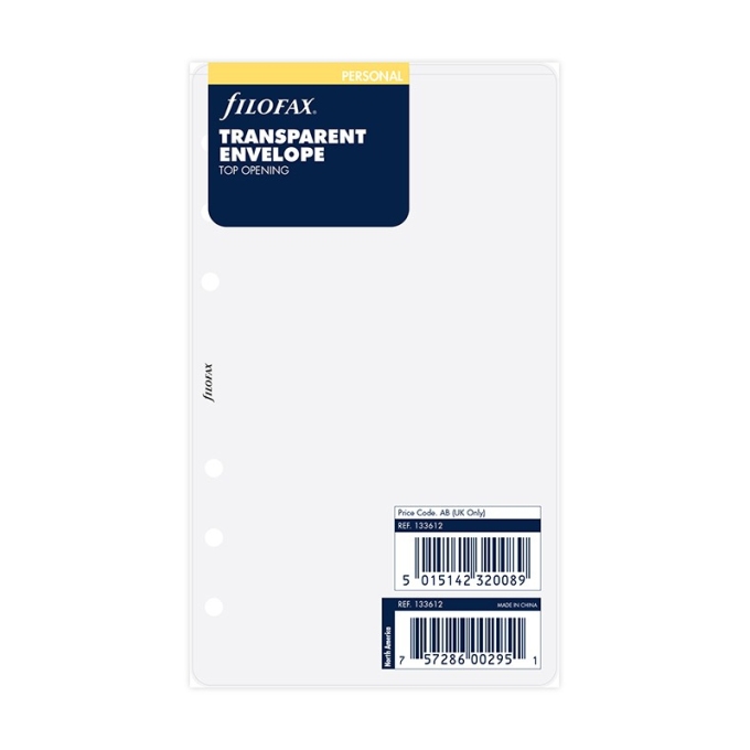 Filofax transparentní obálka horní otevírání - Osobní