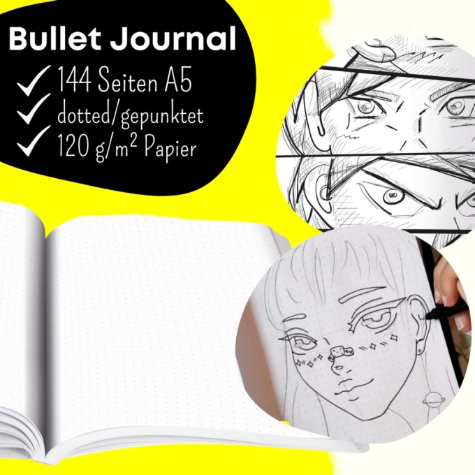 Online Manga and Black Lettering Bullet Journal dárková sada