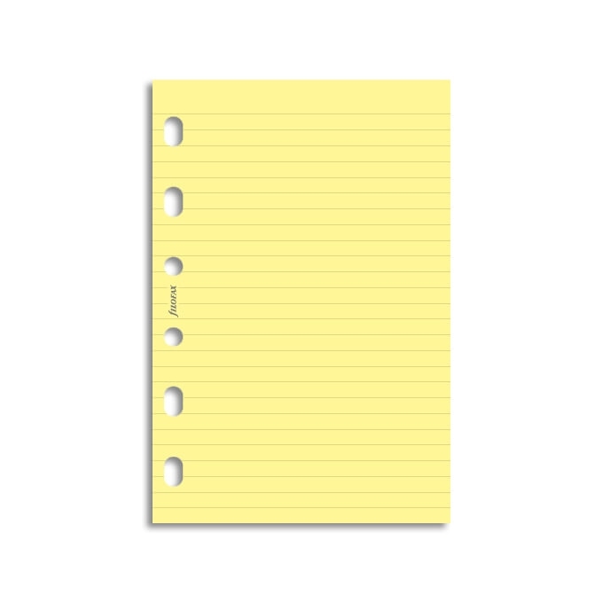 Filofax papír linkovaný žlutý, 20 listů - kapesní