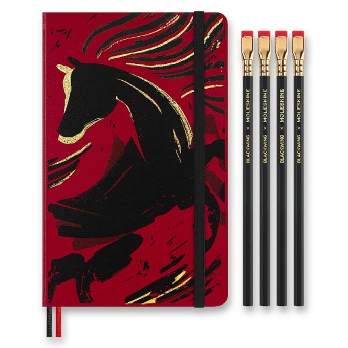 Moleskine Horse Wood sada zápisníku a 4 tužek