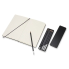 Skicář Moleskine A5 černý s grafitovými tužkami dárková sada