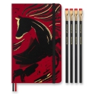 Moleskine Horse Wood sada zápisníku a 4 tužek
