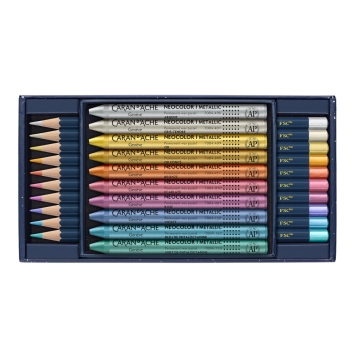 Caran dAche Cosmic Blue metalická sada pastelů a pastelek