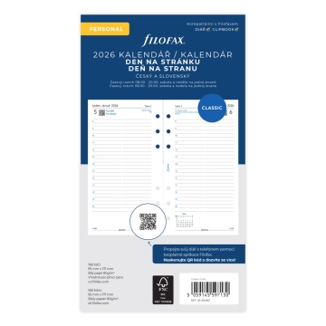 Filofax kalendář 2026 ČJ+SJ den/1 stránka