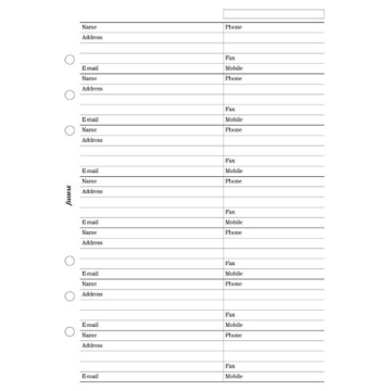 Filofax A5 Adresář - jméno, adresa, e-mail, telefon, fax, mobil