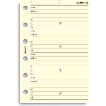 Filofax adresář krémový - jméno, adresa, e-mail, telefon, fax - kapesní