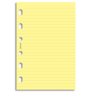Filofax papír linkovaný žlutý, 20 listů - kapesní